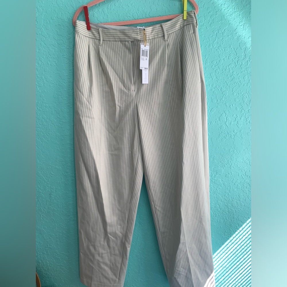 House of Harlow 1960 women’s ivory  Striped Dress Pants Large workwear pinstripe